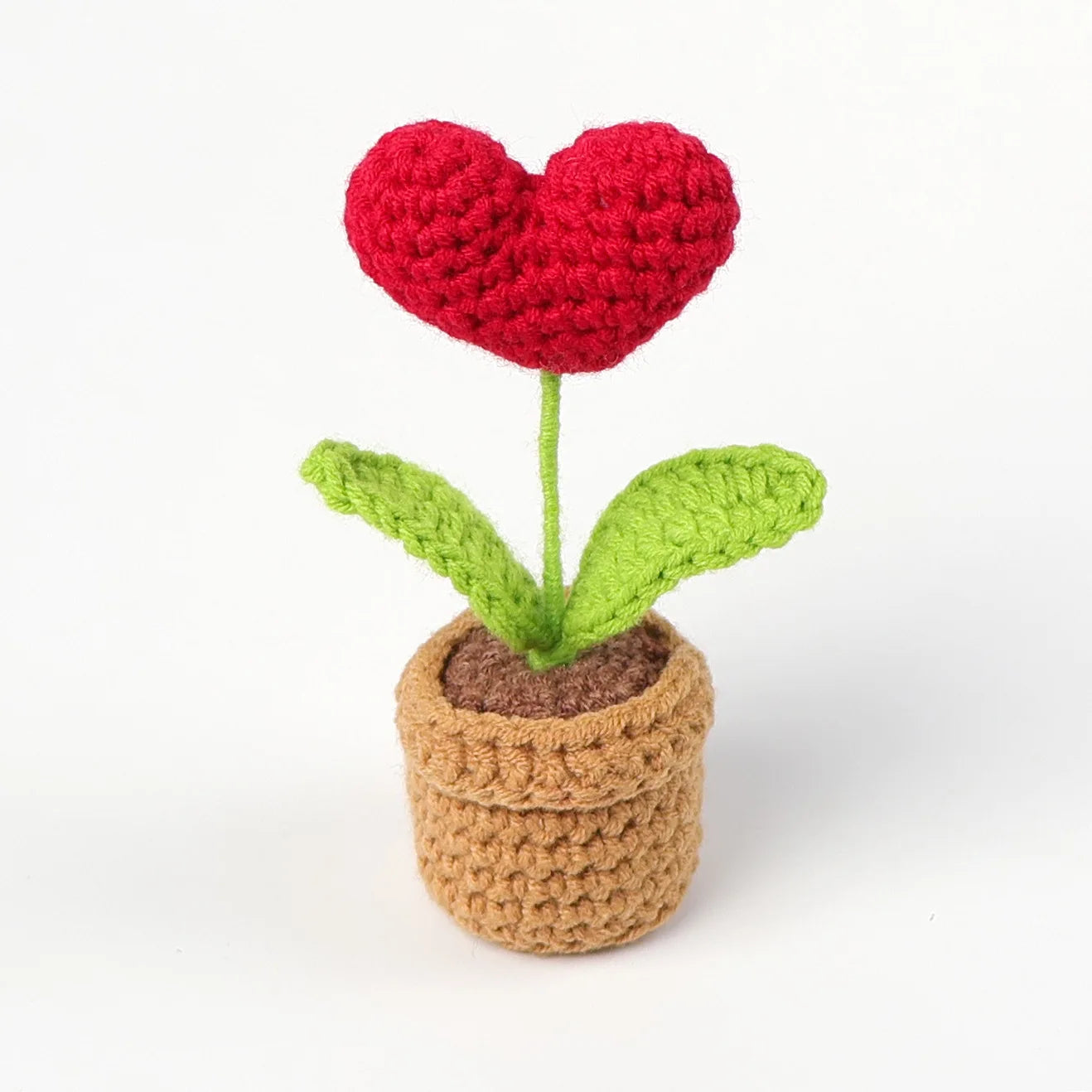 Crochet Heart Potted Flower